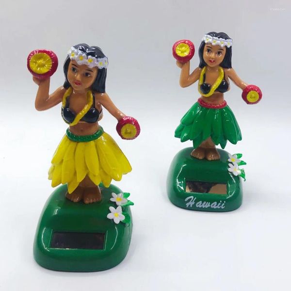 Figurines décoratives solaires swing hawaiian fille poupée voiture de poupée créative décorations décoration de dessins animés du hula