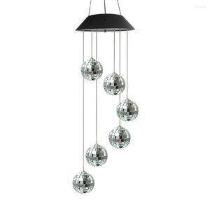 Decoratieve beeldjes Solar Wind Chime Light draagbare hangende spiegel ballampen Disco lamp tuinwerf