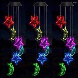 Figurines décoratives Solar Wind Chimes Lights imperméables Couleur LED Changement étoile Lune Lumière suspendue pour la maison Patio Garde