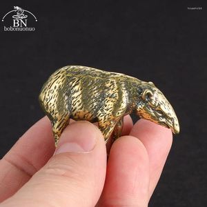 Decoratieve beeldjes massief messing tapir scherpe mond beest beeldje miniatuur desktop ornamenten klein dier standbeeld thee huisdier woondecoratie