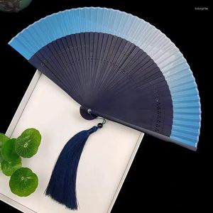 Decoratieve beeldjes Solid Color Folding Fan voor mannen en vrouwen high-end Tassel Bamboo Dance Hand Hand Home Daily Crafts Collection Decoratie