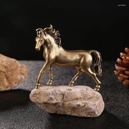 Figurines décoratives solides en laiton pur war cheval petite statue vintage bordel zodiac animla miniatures tea animal de compagnie décorations de maison artisanat