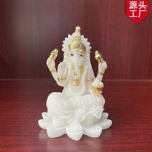 Decoratieve beeldjes Zuidoost -Azië Lotus Base Elephant God Resin Craft School Bag Office ingang Zen Boeddha Statue