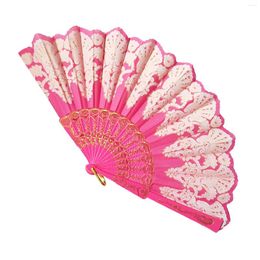 Figuras decorativas Ventilador retro de patrón retro español Fans de plástico tradicional de tela para la decoración de la fiesta de baile