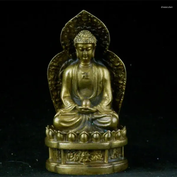 Figurines décoratives, Statue de bouddha Sakyamuni en laiton tibétain Antique, faite à la main