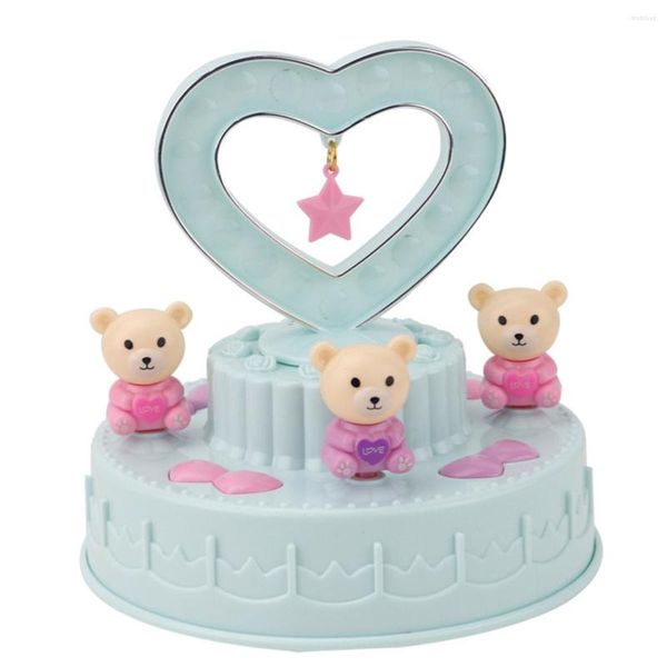 Figurines décoratives filature ours boîte à musique mouvement d'horlogerie décoration de la maison pour enfants petites-filles et bébés cadeau d'anniversaire
