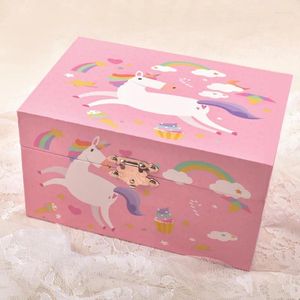 Figurines décoratifs Spinning Pony Music Music Boîte bijoux mignonne petite fille princesse cadeau de stockage de stockage 18-ton