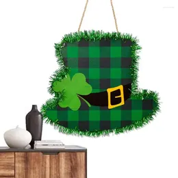 Figurines décoratines St Patrick's Day Wood Sign Shamrocks Gnome Hats St. Patricks décor Pendant Green Irish Front Door