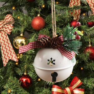 Figurines décoratives vitraux oiseaux décalcomanie ornements d'arbre de Noël 80mm grand pendentif cloche blanche