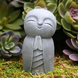 Decoratieve Beeldjes Standbeeld Duurzaam Hars Sculptuur Grijs Kleine Jizo Boeddha Voor Buiten