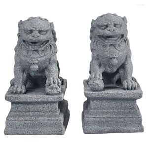 Figuras decorativas estatua foo shui feng fengine en miniatura de piedra escultura decoración guardián chino prosperidad par par