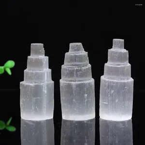 Decoratieve beeldjes Stone Yoga Meditation Cute Heal The Mind Quartz Tower Crafts Gips Crystal Pillar Desktop Ornament