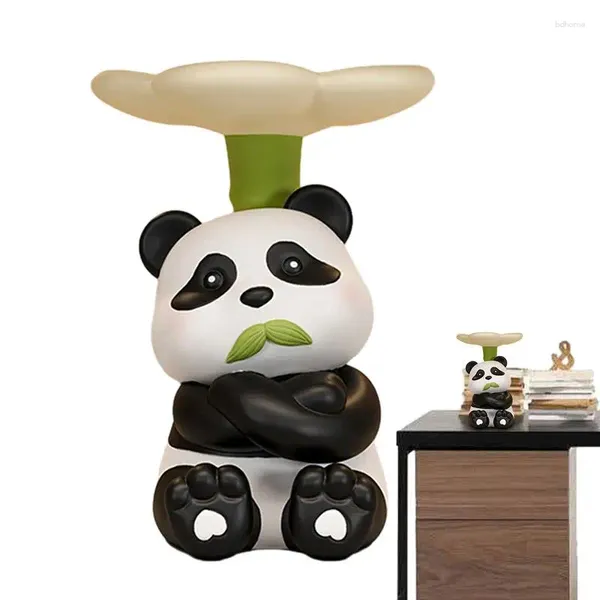 Bandeja decorativa de almacenamiento de figuritas, organizador con forma de Panda, adorno de resina, organizador de escritorio atractivo multifuncional para puerta