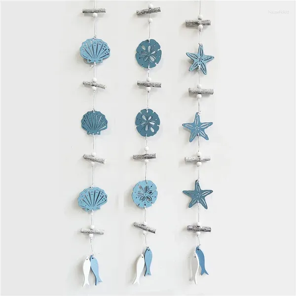 Figuras decorativas Accesorios de estudio Colgante de pared Hecho a mano Estrella de mar mediterránea Pescado colgado Decoración náutica Colgar colgante marino de madera para el hogar