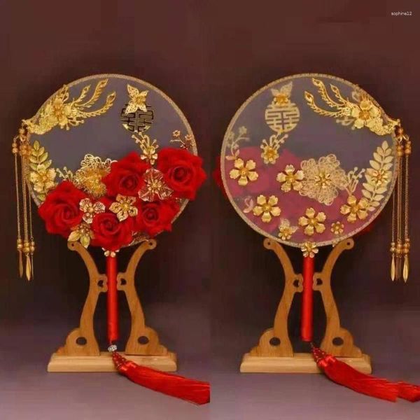 Figurines décoratives Style mariée groupe ventilateur produit fini cérémonie de mariage Xiuhe main ronde tenant Tuan vêtements