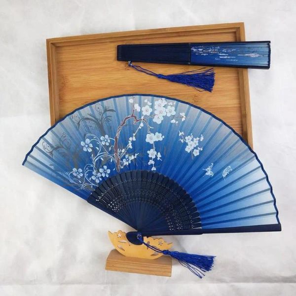 Figuras decorativas Fan de verano Ligero de estilo chino Fans Accesorios vintage para el cosplay de baile de bodas