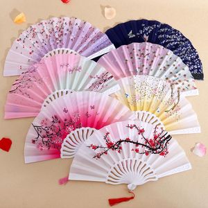 Decoratieve beeldjes zomer vintage fan vouwen Hand vastgehouden Bloem Chinese dans bruiloft Partij Geschenken Japanse stijl