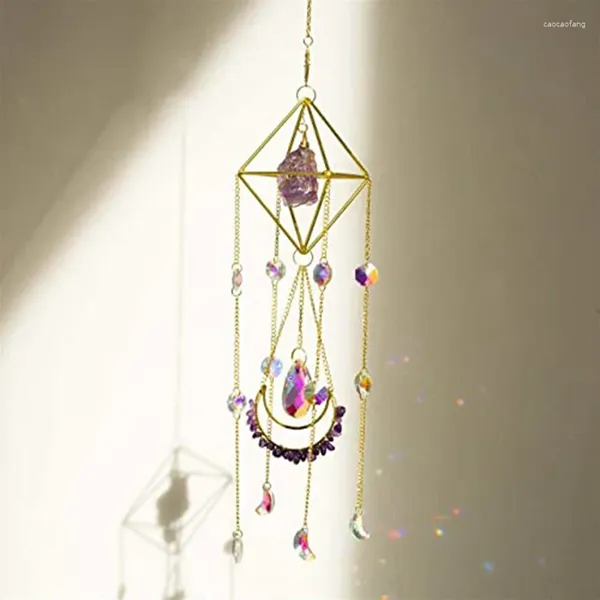 Figurines décoratives Suncatcher Crystal Boho Decor Purple Gemstone Sun Catcher suspendu pour Windows Gift Spiritual Gift Facile à utiliser