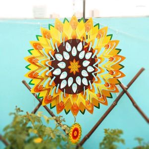 Figurines décoratives Sinoll Wind Spinner tournante Sanging Metal Reflective Spinners Chimes Outdoor Garden Yard Ornaments Shadow Art