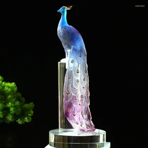 Figuras decorativas súper hermosas estatuas de pavo pavo real luxrury decoración del hogar ceremonía de boda adornos fantasía de cristal