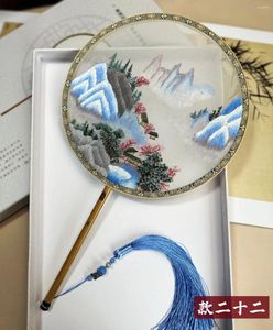 Decoratieve beeldjes Suzhou Embroidery Fan Real Silk Handmade Circular Dubbelzijdige Court Chinese stijl Special Crafts Gift