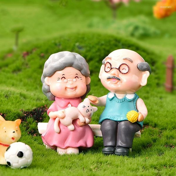 Figuritas decorativas amantes dulces adorno de pareja Mini figuras abuela abuelo para jardín de hadas decoración del hogar en miniatura