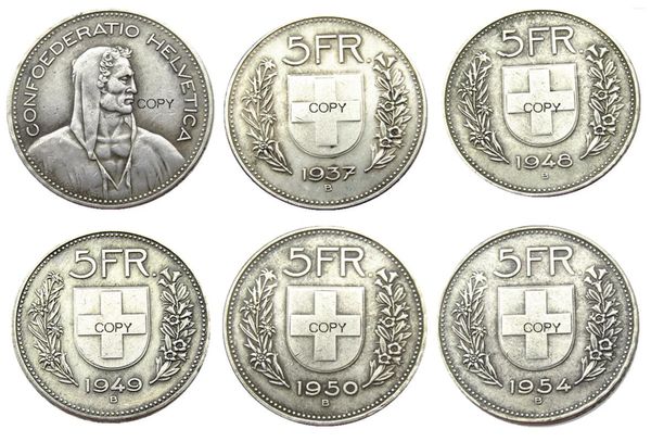 Figurines décoratives Suisse 5FR 1937-1954 5pcs Silver plaqué COPIE COPE COIN
