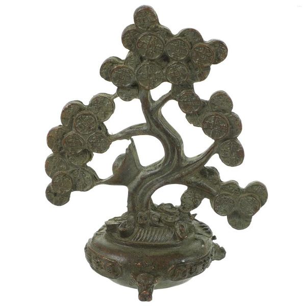 Figuras decorativas de mesa, decoración de árbol de dinero, buena fortuna, artesanía de cobre, bonsái, escultura de estilo chino Retro