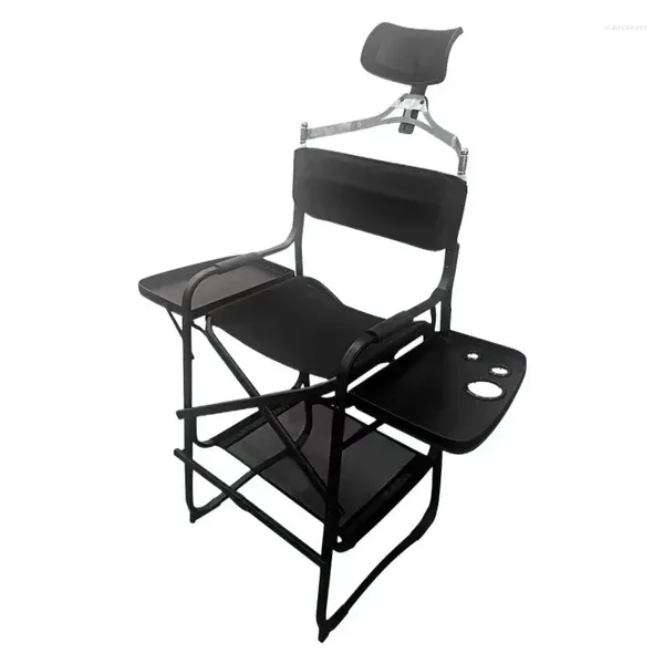 Figuras Decorativas Silla De Directores Altos Barra De Servicio Pesado Altura Plegable Maquillaje Asiento Acolchado con Mesa Auxiliar Reposapiés para Acampar En Casa O