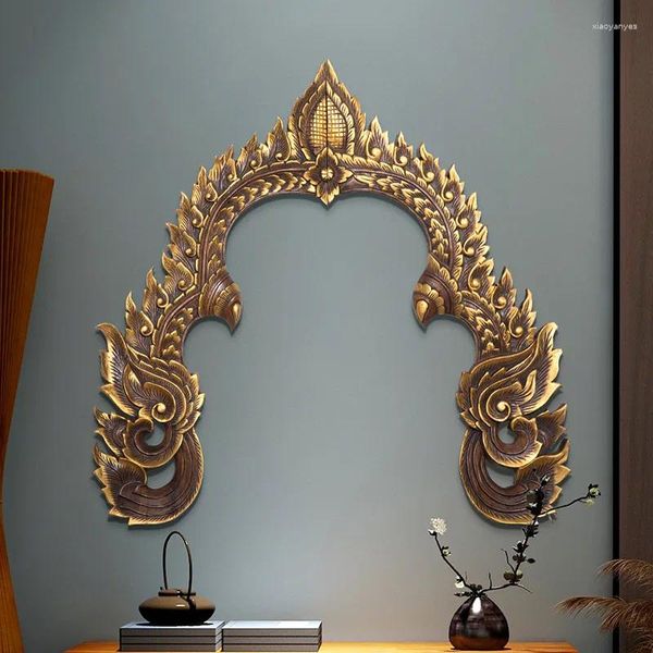 Figurines décoratives thaïlandais de sculpture en bois faite à la main suspension de salon couloir de la grenage de gold