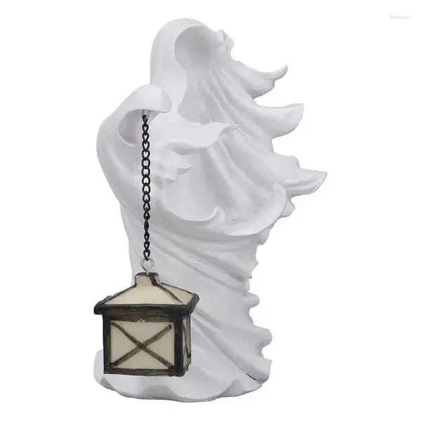 Figurines décoratives Le fantôme à la recherche de sorcière de Messenger Hell Light avec une sculpture de résine de lanterne Halloween effrayant décoration