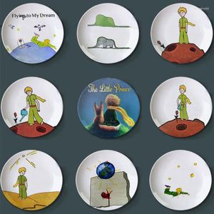 Figurines décoratives Le Petit Prince Assiette d'illustration Snack pour Enfants Plateau de Fruits Placard Ornements artisanaux en Porcelaine Plat en céramique