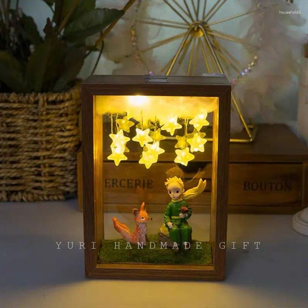 Figurines décoratives Le Petit Prince Lampe de nuit DIY Cadeau fait à la main Décoration d'intérieur Éclairage d'ambiance Ornements de bureau Surprise d'anniversaire