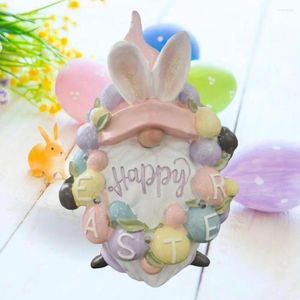 Decoratieve beeldjes -thema Pasen Decor GNOME Figurine met licht charmant harsstandbeeld voor Spring Garden Festief Gift