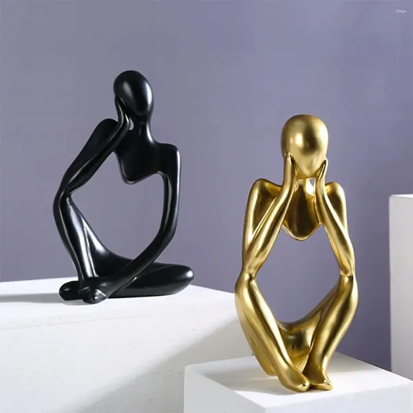Figurines décoratives Statue de penseur, Sculpture d'art abstrait moderne, décoration d'accents de collection pour étagère et bibliothèque