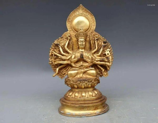 Figurines décoratives Tibet Bronze Copper Gold Gilding Namgyalma Maha Cundi Bodhisattva Bouddha Statue