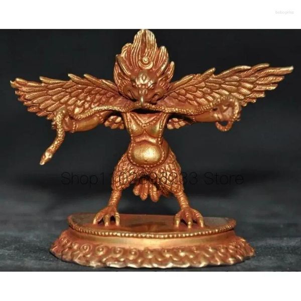Figuritas decorativas budismo tibetano bronce 24K oro dorado alado Garuda pájaro Dios Tantra estatua de Buda