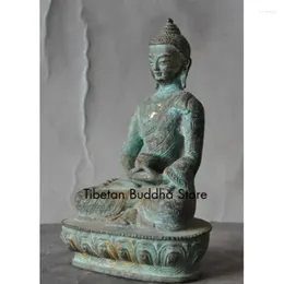 Decoratieve beeldjes Tibet Boeddhisme Tempel Oud Patina Brons Sakyamuni Amitabha Boeddhabeeld Rijkdom