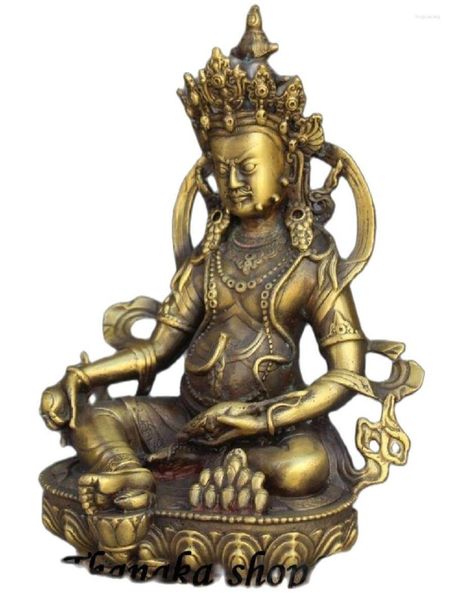 Figuras decorativas Tíbet Classic Budismo Templo Riqueza Mammon Amarillo Jambhala Buda Estatua