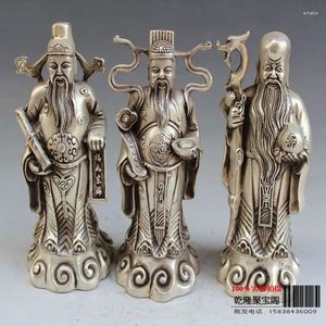 Decoratieve beeldjes Tibet Zilver Huishoudelijke versiering China's mythische figuur Drie onsterfelijken Fengshui Standbeeld-rijkdom God Levensduur Goed