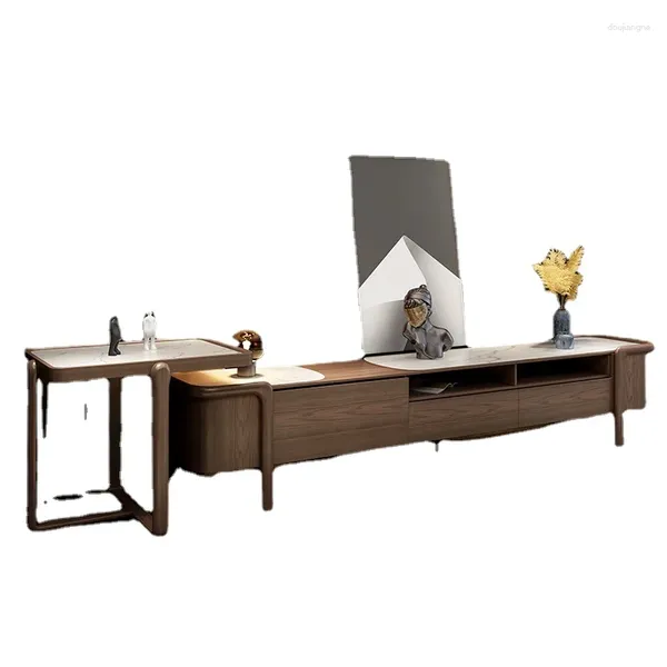 Figurines décoratives TLL Table basse en bois de frêne, meuble TV, meuble en plaque de pierre Simple pour la maison
