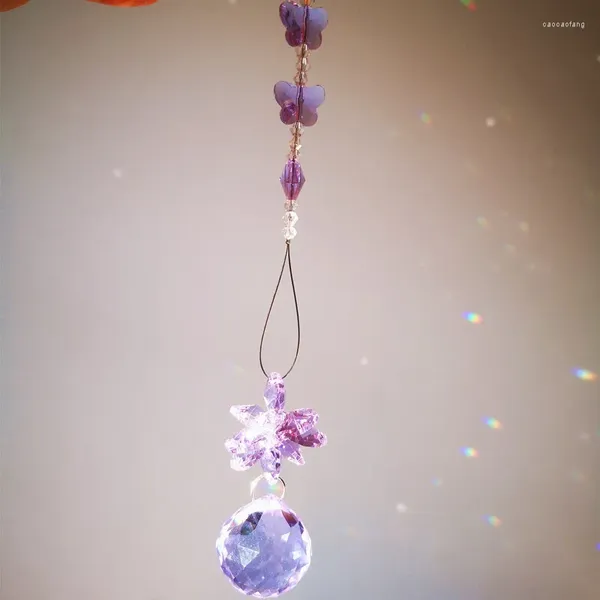 Figurines décoratives de qualité supérieure k9 cristal lilas couleur bricolage fenêtre scandcatcher en verre pendentif en verre ornement suspendu pour l'arbre de Noël