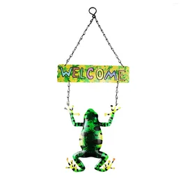 Figurines décoratines Vente supérieure Iron-Frog Forme Porte Signe Postuil DÉCORATIONS COMMENCE CHEMINEUR DUR LUNE CHIMES MUR JARDINGER DÉCOR PENDANT PRENDANT