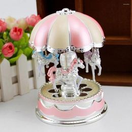 Figurines décoratives, jouet alimenté par batterie, décoration d'intérieur, bureau, cadeau d'anniversaire, mariage, carrousel LED, boîte à musique, jeu de couchage romantique, chambre de bébé