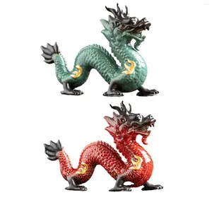 Decoratieve beeldjes Traditionele Chinese porselein Dragon Statue Ceramics Craft Decor Year Oor ornament voor bureau Office Home Wealth