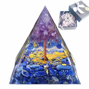 Figurines décoratifs arbre de vie orgone pyramide cristal énergie orgonite lapis lazuli guérison gemm pierres emf chakra reiki meditonton