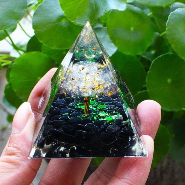Figurines décoratives arbre de vie orgone pyramide handmad améthyste péridot cristal de guérison générateur d'énergie EMF protéger outil de méditation