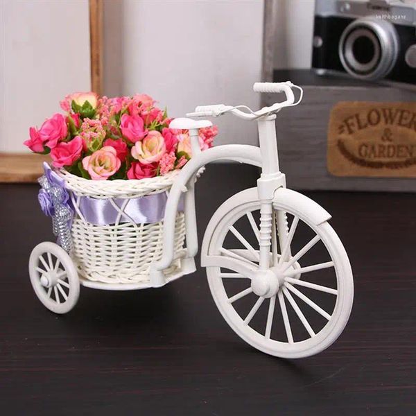 Figuras decorativas Ceremonia de bodas de flores en forma de triciclos Ceremonia de boda Decoración Bike Bike Contenedor de almacenamiento para el hogar Decoración del hogar