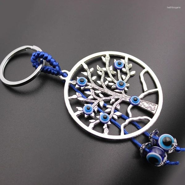 Figurines décoratives Bleu turc pour perles pour les yeux maléfiques pendentif arbre de vie Mur suspendu décoration porte-clés jardin de la maison de protection maison