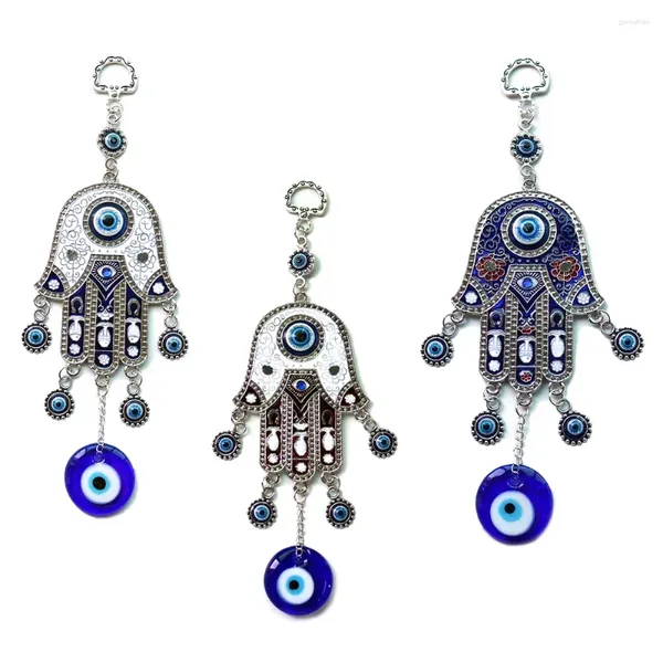 Figurines décoratives Turkiye Bleu Eye Jewelry Pendant Fatima's Hand Alloy for Office Wall suspendu décoration Evil Home Decor